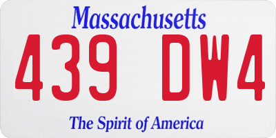 MA license plate 439DW4