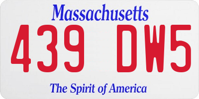 MA license plate 439DW5