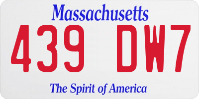 MA license plate 439DW7