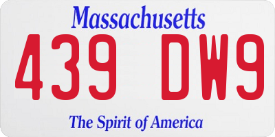 MA license plate 439DW9