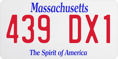 MA license plate 439DX1