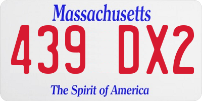 MA license plate 439DX2