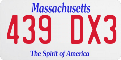 MA license plate 439DX3