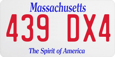 MA license plate 439DX4
