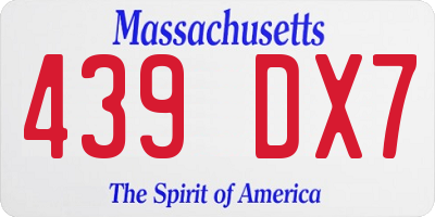 MA license plate 439DX7