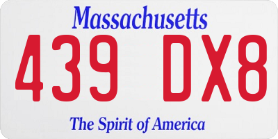 MA license plate 439DX8