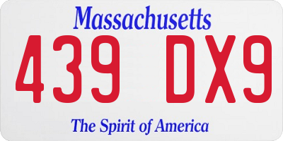 MA license plate 439DX9