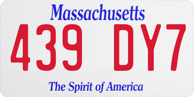 MA license plate 439DY7