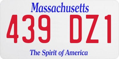 MA license plate 439DZ1