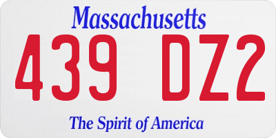 MA license plate 439DZ2