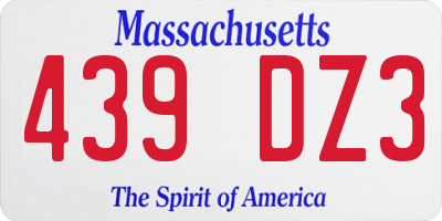 MA license plate 439DZ3