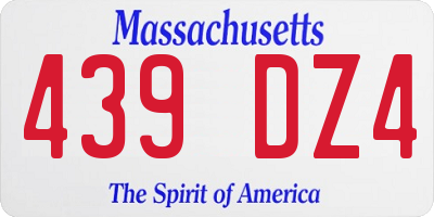 MA license plate 439DZ4