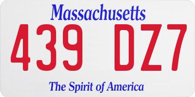 MA license plate 439DZ7