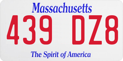 MA license plate 439DZ8
