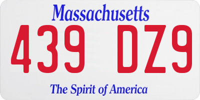 MA license plate 439DZ9