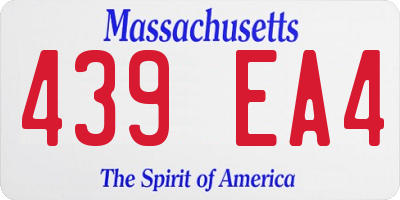 MA license plate 439EA4