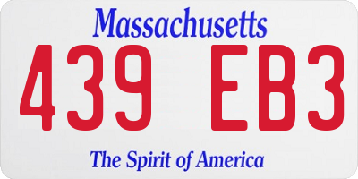 MA license plate 439EB3