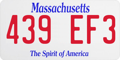 MA license plate 439EF3