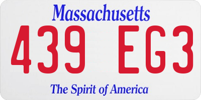MA license plate 439EG3