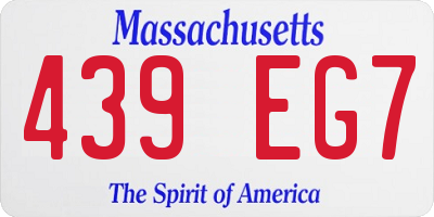 MA license plate 439EG7