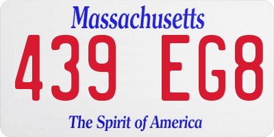 MA license plate 439EG8