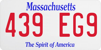 MA license plate 439EG9