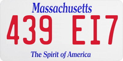 MA license plate 439EI7