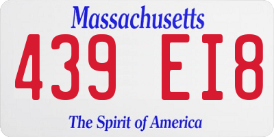 MA license plate 439EI8