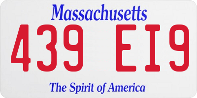 MA license plate 439EI9