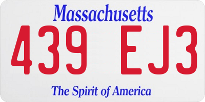 MA license plate 439EJ3