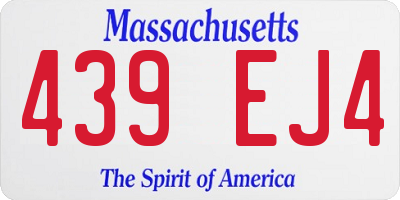 MA license plate 439EJ4
