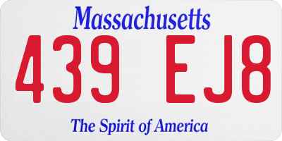 MA license plate 439EJ8