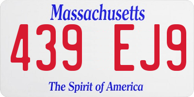 MA license plate 439EJ9