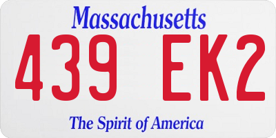 MA license plate 439EK2