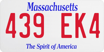 MA license plate 439EK4