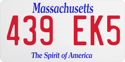 MA license plate 439EK5