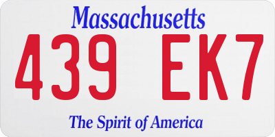 MA license plate 439EK7