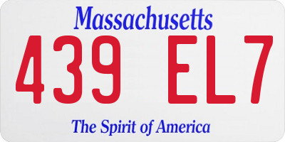 MA license plate 439EL7