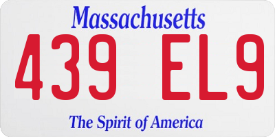 MA license plate 439EL9