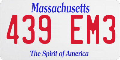 MA license plate 439EM3