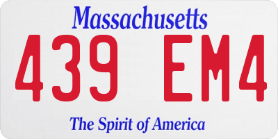 MA license plate 439EM4