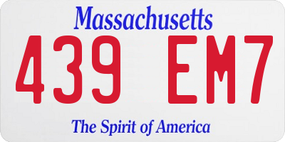 MA license plate 439EM7