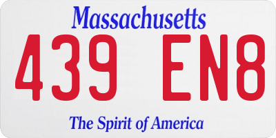 MA license plate 439EN8