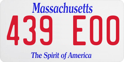 MA license plate 439EO0