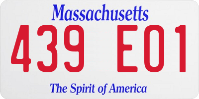 MA license plate 439EO1