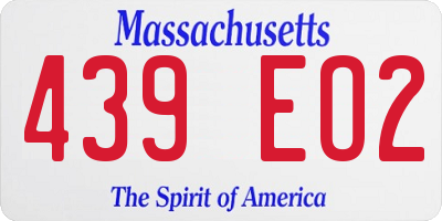 MA license plate 439EO2