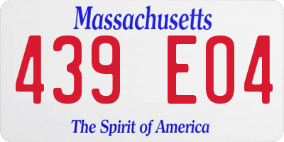MA license plate 439EO4