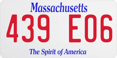 MA license plate 439EO6