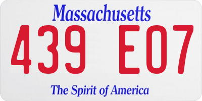 MA license plate 439EO7
