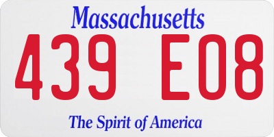 MA license plate 439EO8